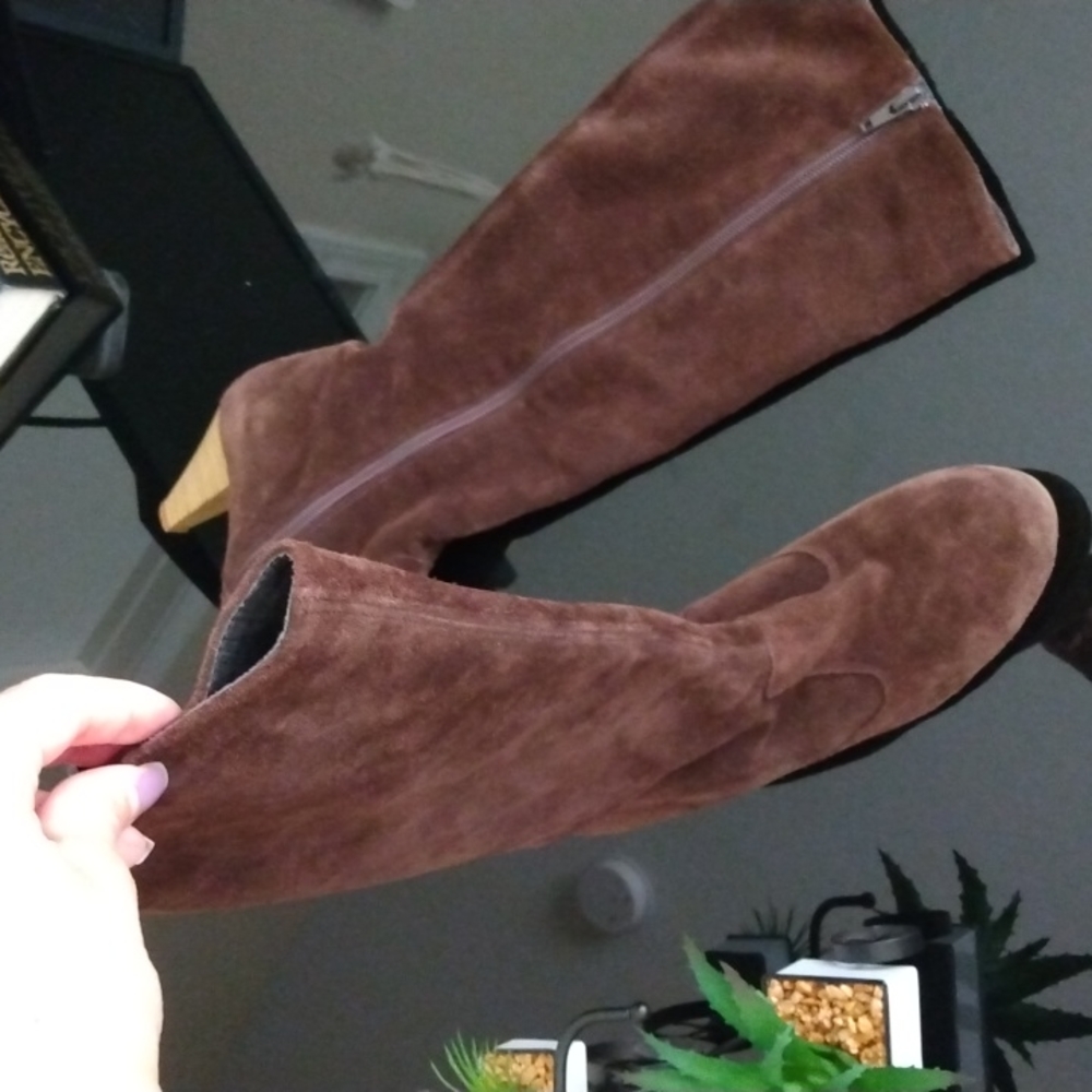Zara tall zipper Faux suede like boots size 37